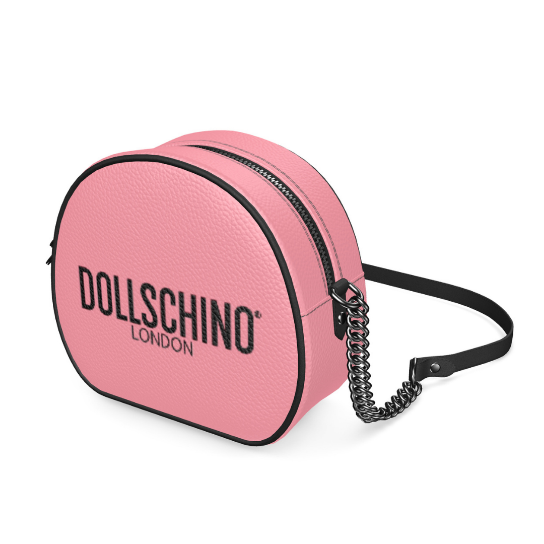 Dollschino London Light Salmon Pink Round Leather Bowling Bag